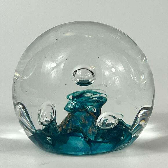 Sea Dance Art Glass Paperweight Signed CHIPPED Mouthblown Hand Blown Handmade - Picture 2 of 14